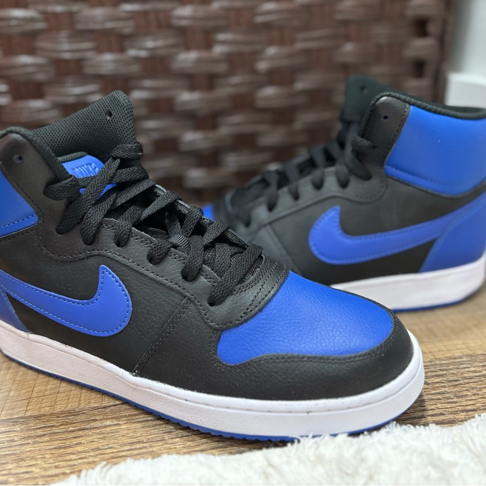 Nike Ebernon Mid in Black and Royal Blue